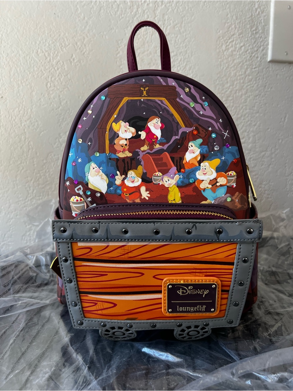 Loungefly Disney Snow White and the Seven Dwarfs Mine Cart Mini Backpack - NWT